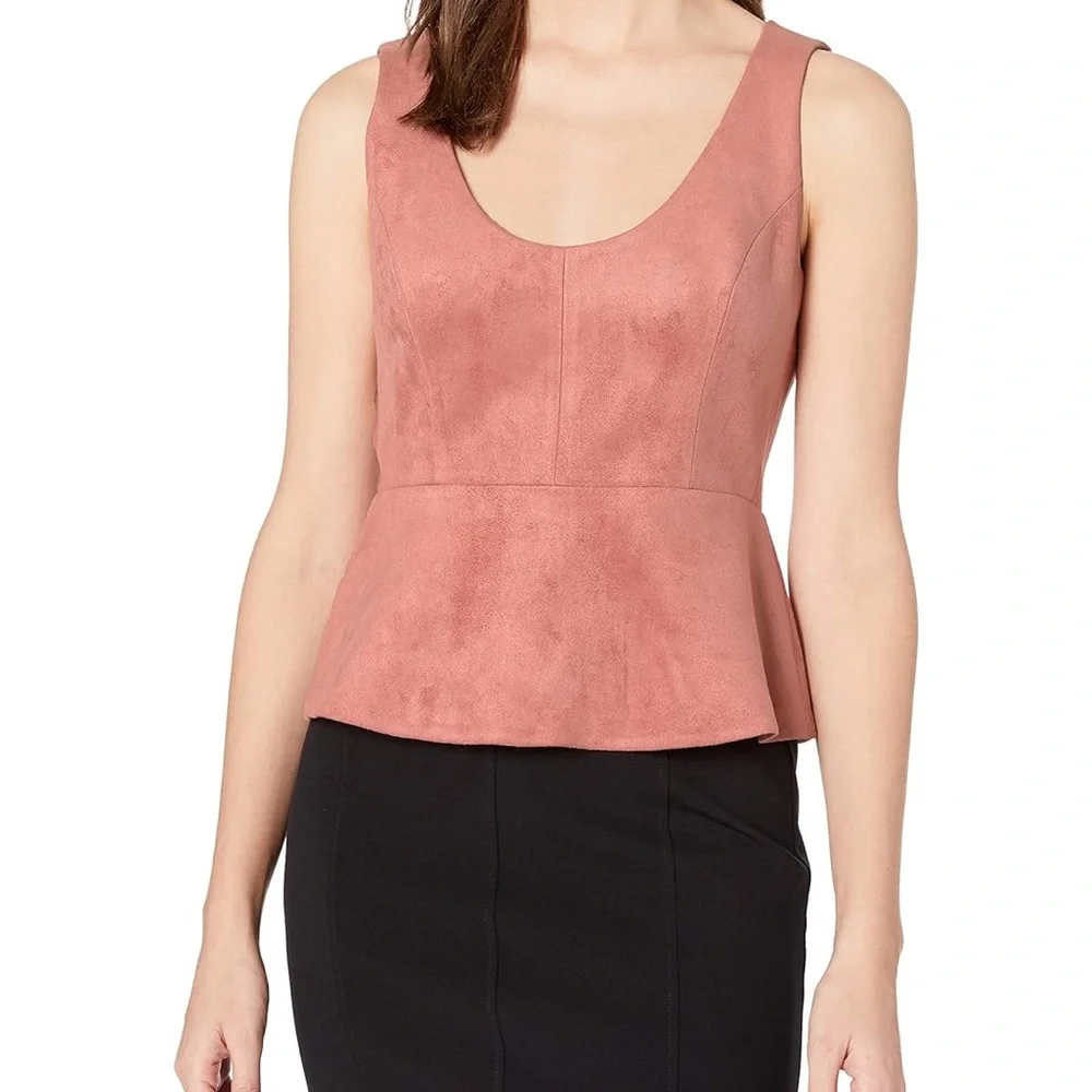 BCBGMaxAzria Dusty Rose Suede-Look Peplum Camisole XXS